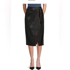 NWT Tahari Faux Leather Wrap Midi Skirt | Size 10